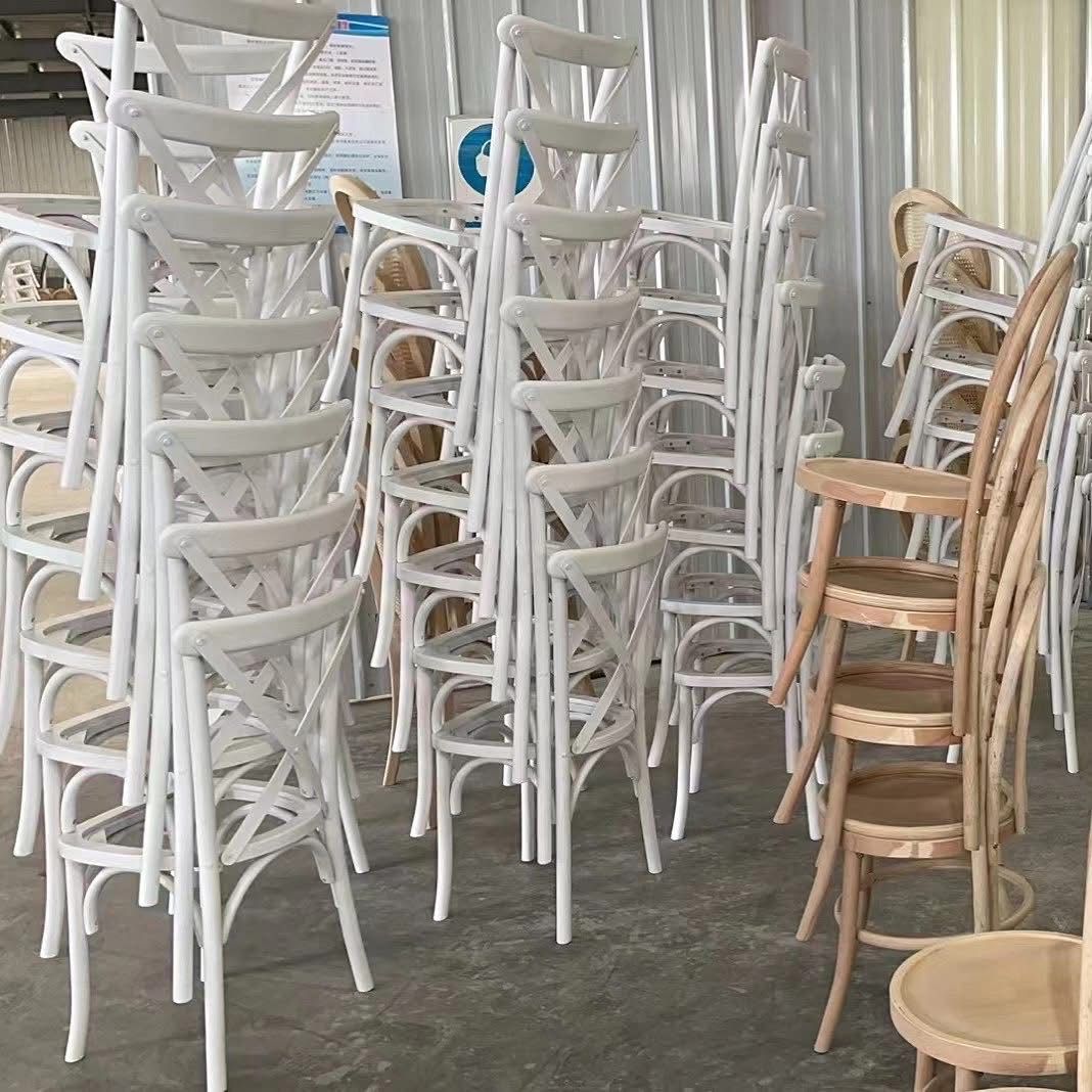 Stackable Banquet Dining Plastic X Back Resin Crossback Chair for Event Vintage Design Farm Vineyard Oak Wood X Back Chairs Wooden Brown Chair Cross Back for sale at wholesale prices - Image 13