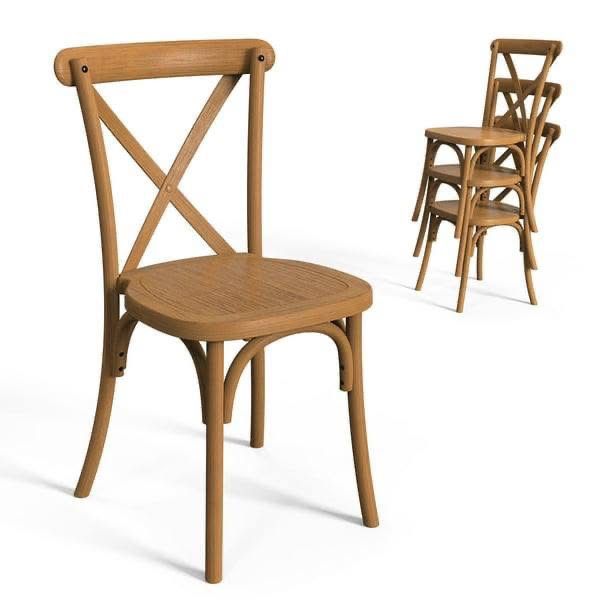 Stackable Banquet Dining Plastic X Back Resin Crossback Chair for Event Vintage Design Farm Vineyard Oak Wood X Back Chairs Wooden Brown Chair Cross Back for sale at wholesale prices - Image 5